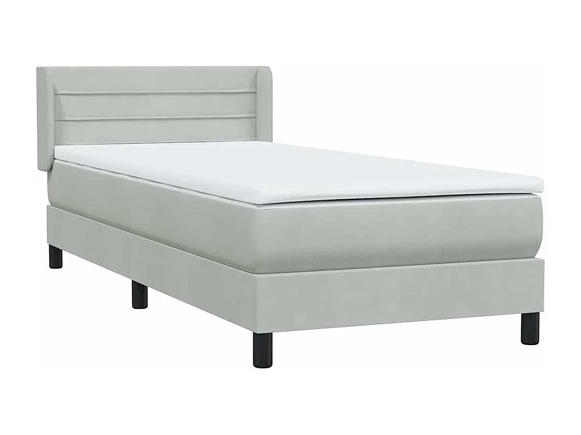 Boxspring met matras fluweel lichtgrijs 90x220 cm