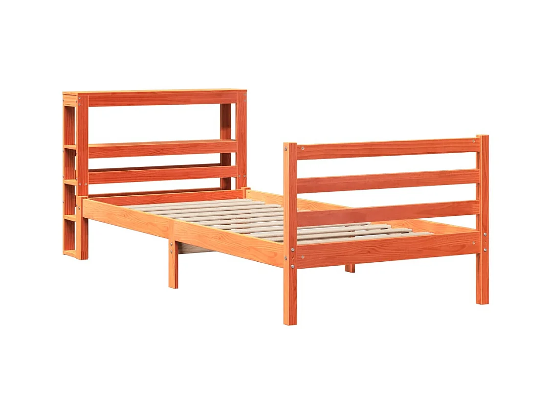 Cadre de lit sans matelas cire marron 90x190 cm bois pin massif