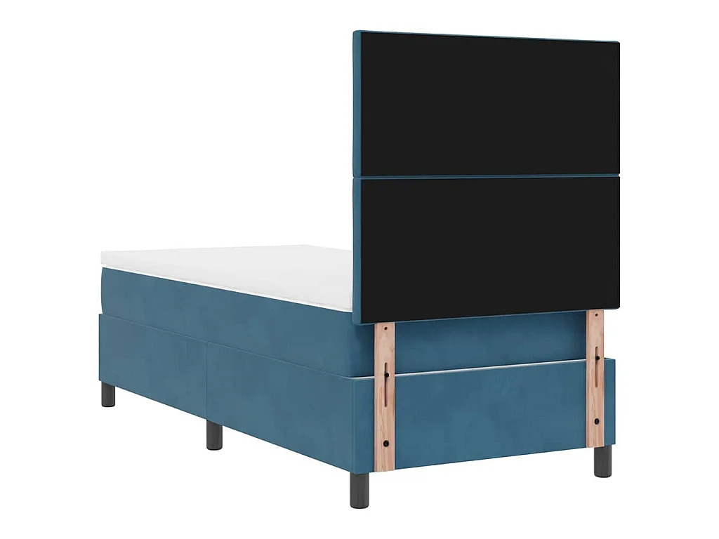 Lit à ressorts avec tête de lit Bleu foncé 90 x 200 cm Velours