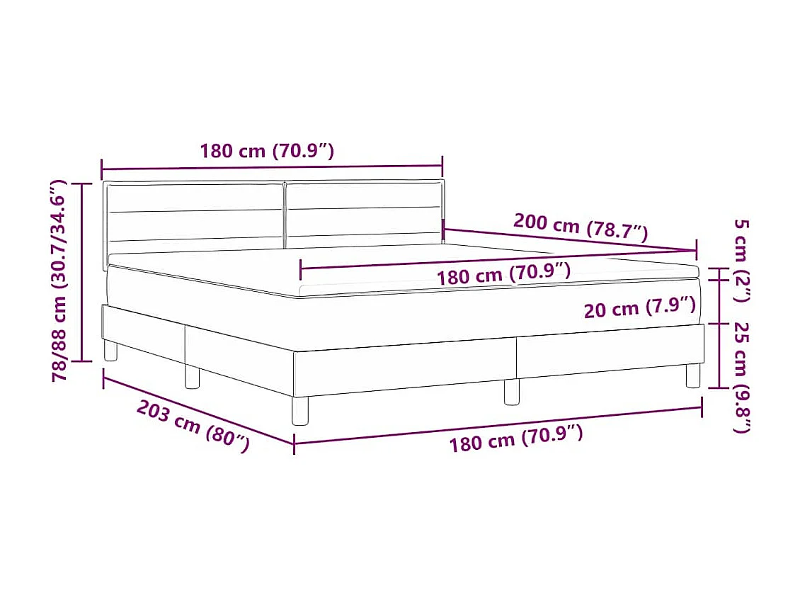 Letto a molle con materasso Blu 180 x 200 cm Tessuto