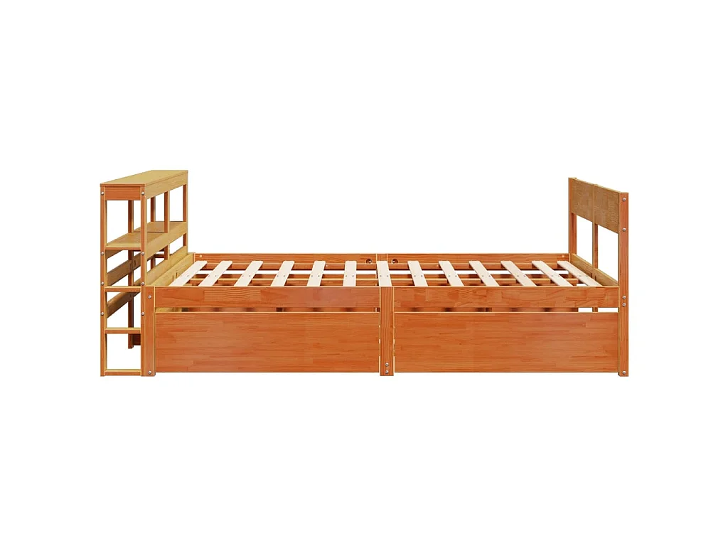 Cama sem colchão 160x200 cm madeira pinho maciço castanho-mel