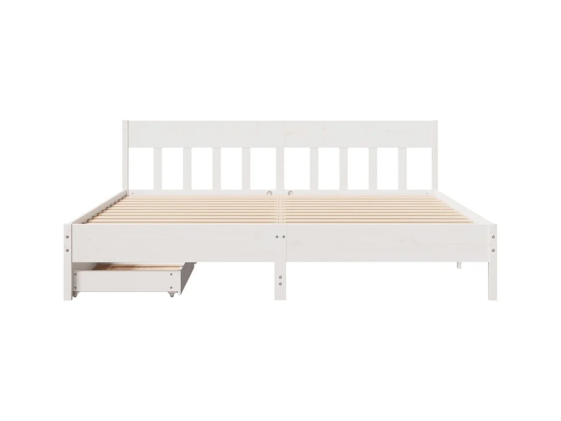 Cadre de lit sans matelas blanc 180x200 cm bois massif de pin