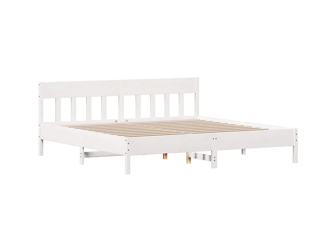 Cadre de lit sans matelas blanc 180x200 cm bois massif de pin