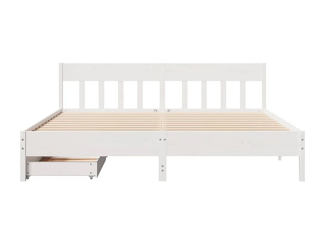 Cadre de lit sans matelas blanc 180x200 cm bois massif de pin