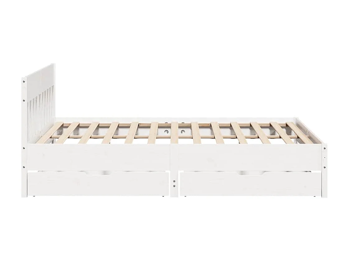 Cadre de lit sans matelas blanc 180x200 cm bois massif de pin