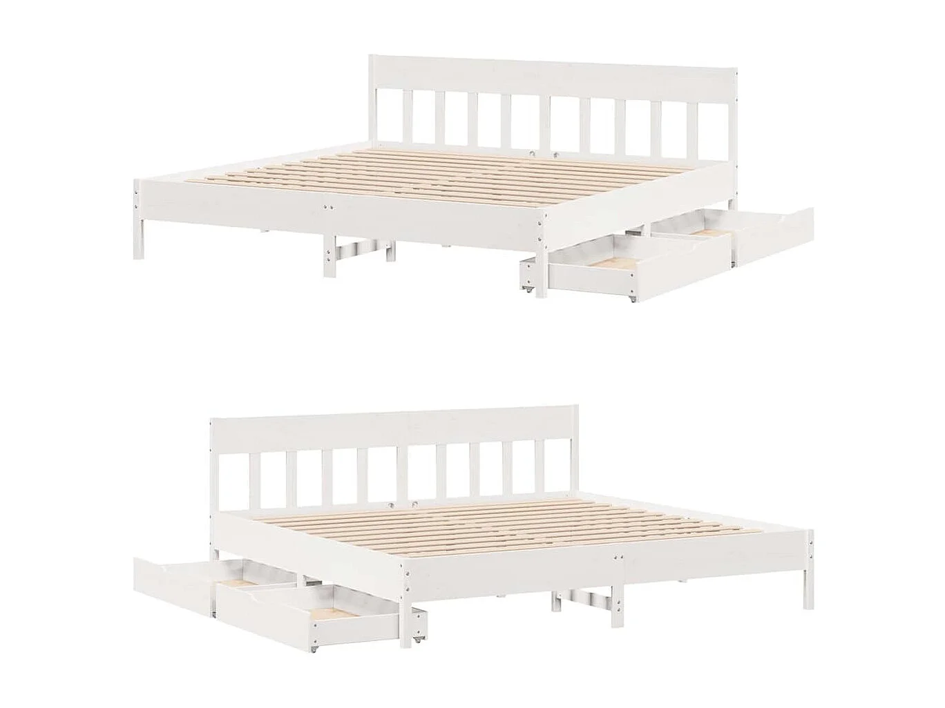 Cadre de lit sans matelas blanc 180x200 cm bois massif de pin