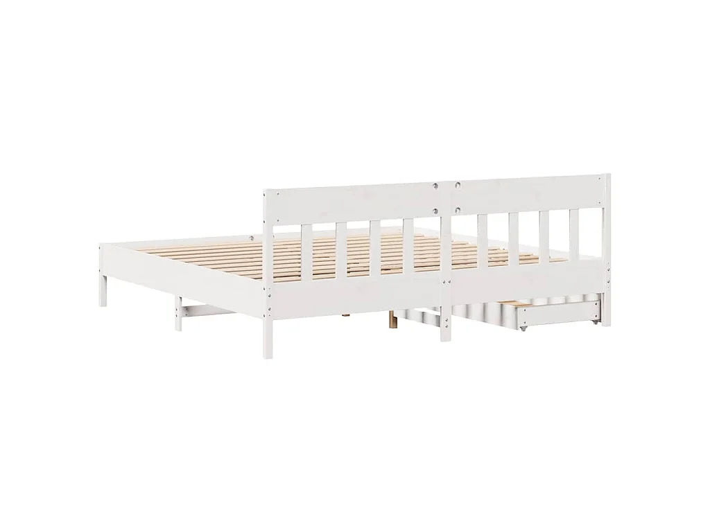 Bedframe zonder matras massief grenenhout wit 180x200 cm
