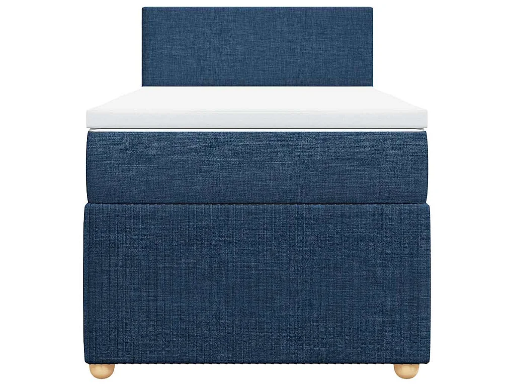 Cama box spring con colchón tela azul 90x190 cm