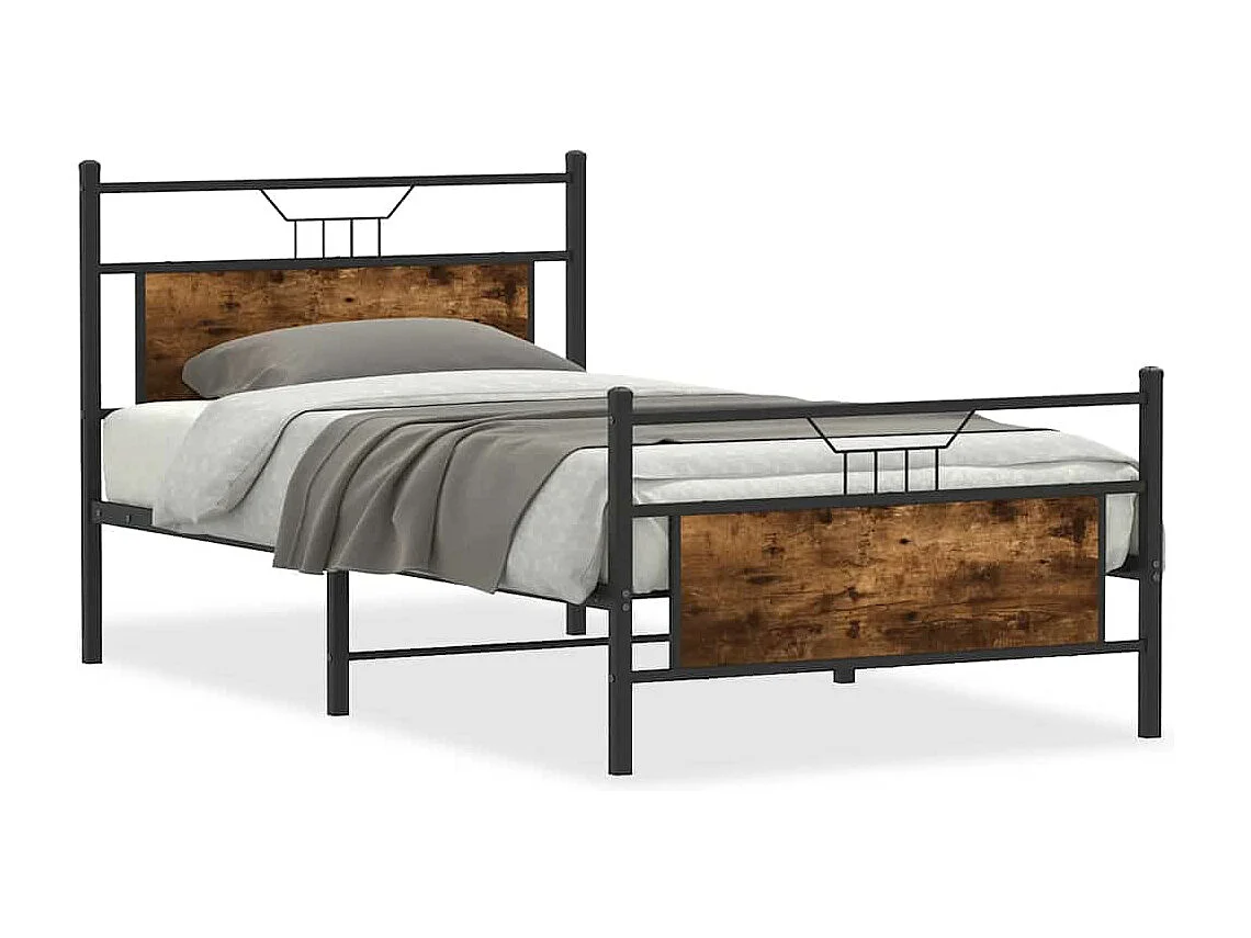 Bettgestell ohne Matratze Räuchereiche 100x200 cm Holzwerkstoff