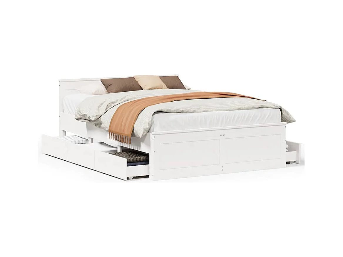 Cadre de lit sans matelas avec tête de lit blanc 140x190 cm pin