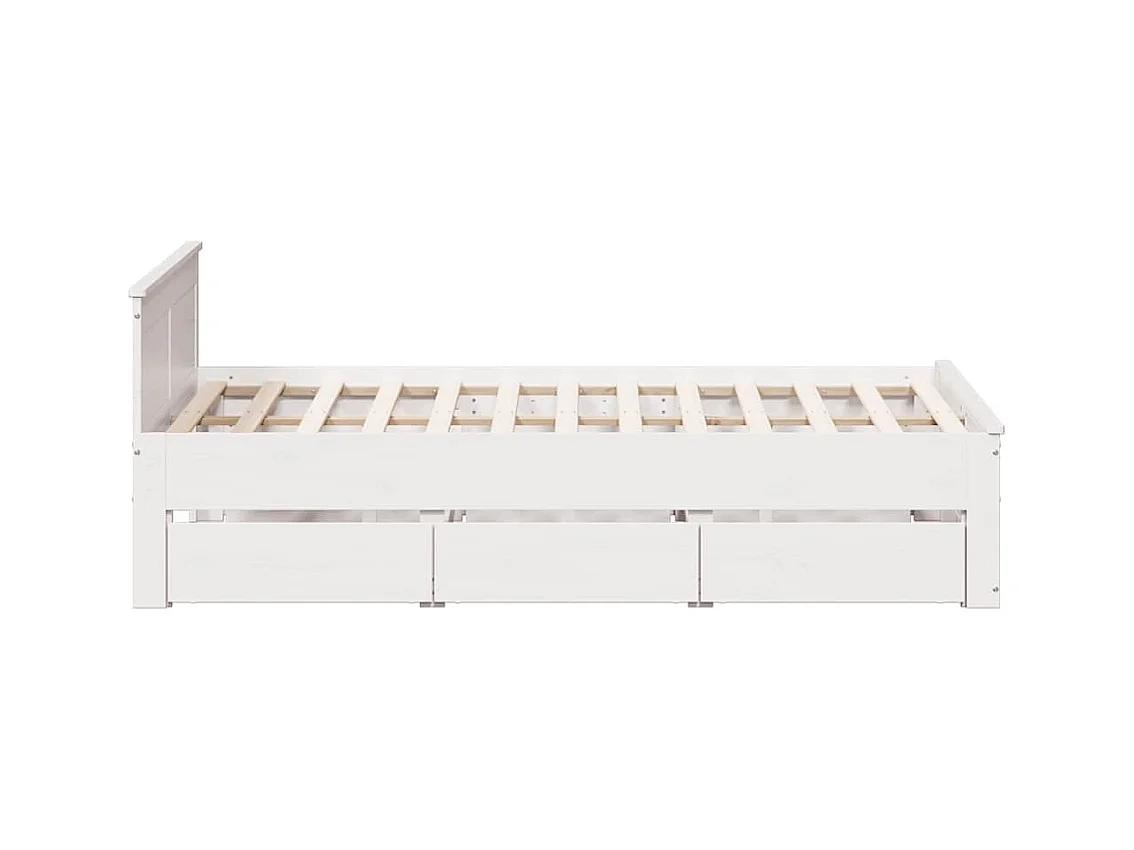 Cadre de lit sans matelas avec tête de lit blanc 140x190 cm pin