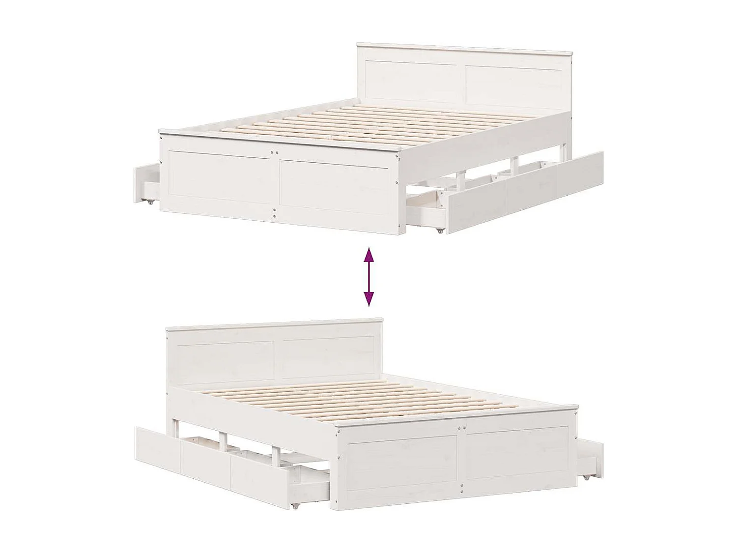 Cadre de lit sans matelas avec tête de lit blanc 140x190 cm pin