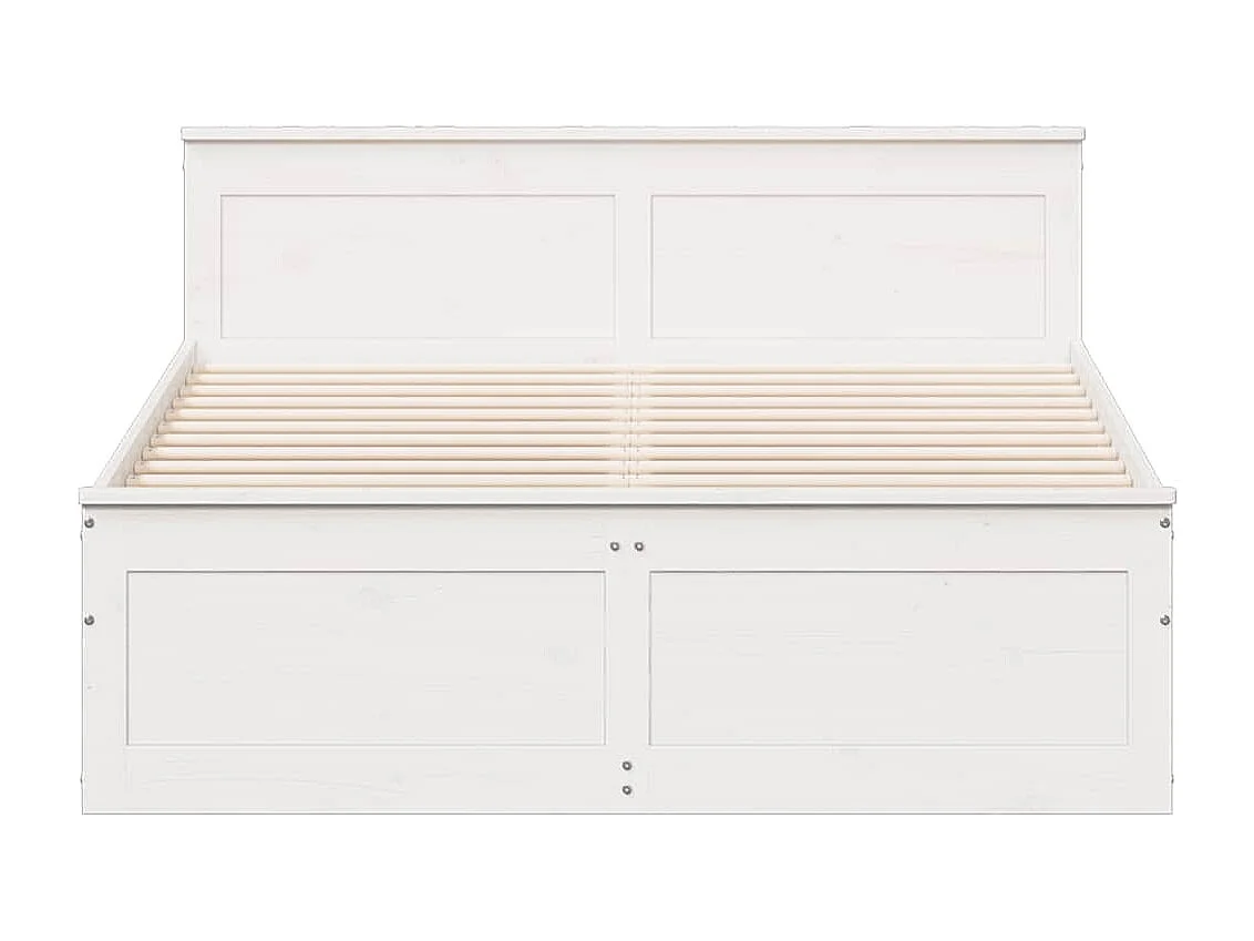 Cama con cabecero sin colchón madera maciza blanca 140x190 cm