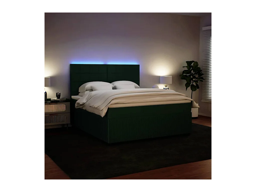 Boxspringbett mit Matratze Dunkelgrün 180x200 cm Samt