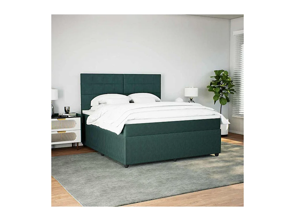 Boxspringbett mit Matratze Dunkelgrün 180x200 cm Samt