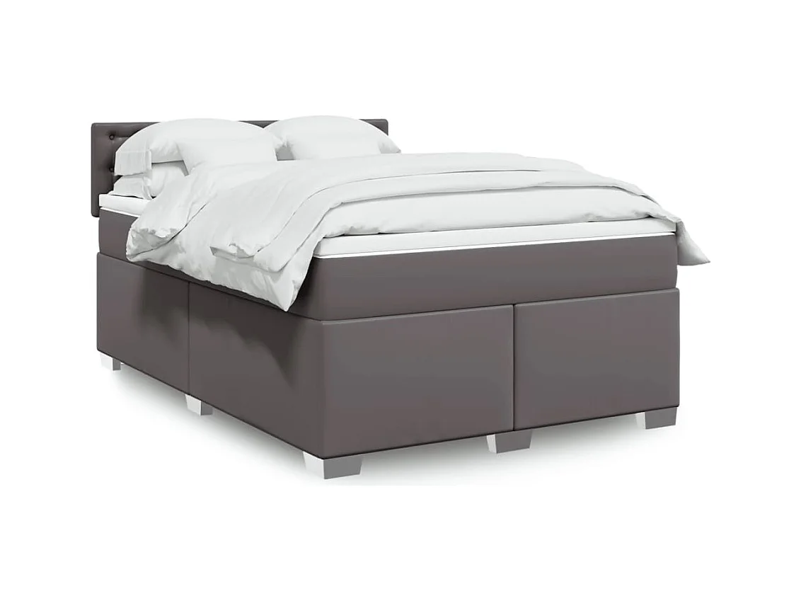 Sommier à lattes de lit avec matelas Gris 140x190 cm Similicuir