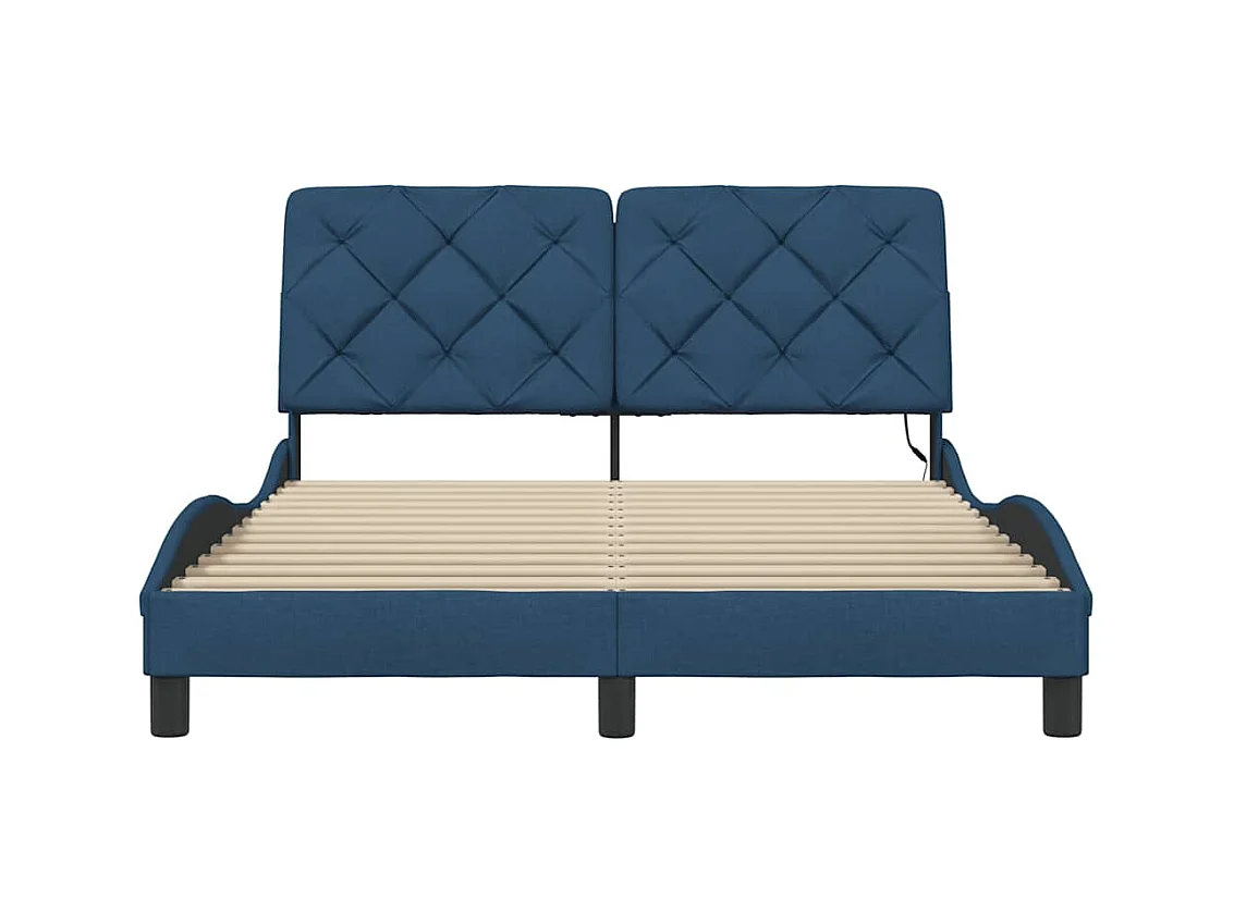 Bedframe met LED zonder matras 140x200 cm stof blauw