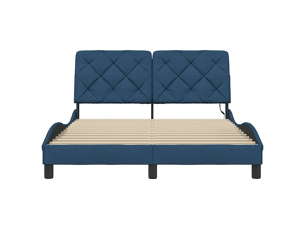 Estrutura de cama com LED sem colchão 140x200 cm tecido azul