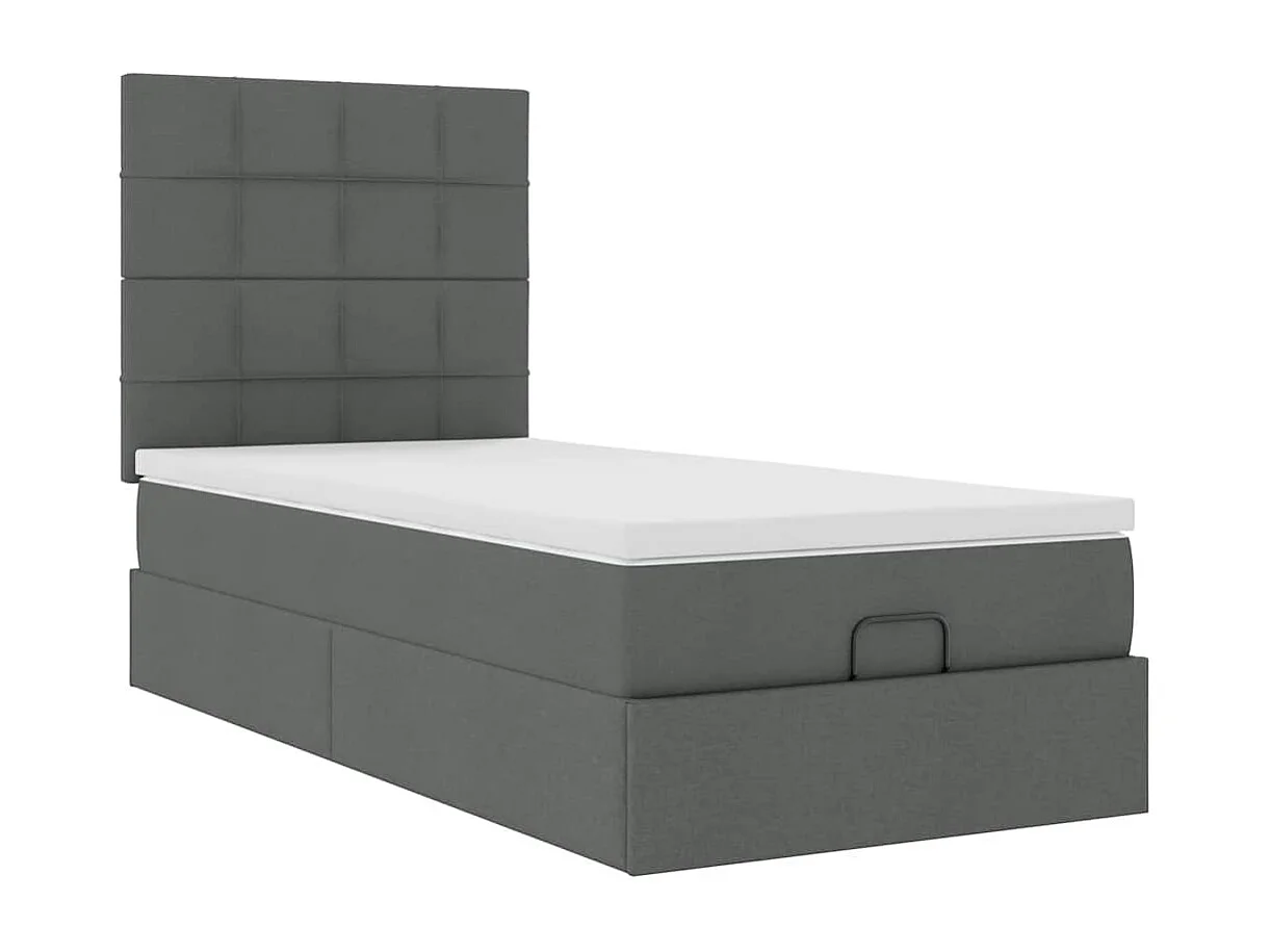 Bed poef met matras en LED's 90x200 cm stof donkergrijs