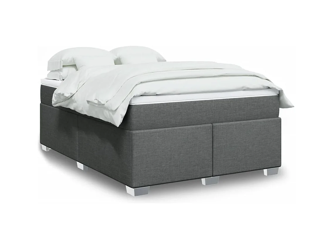 Giroletto a Molle con Materasso Grigio Scuro 140x190 cm Tessuto