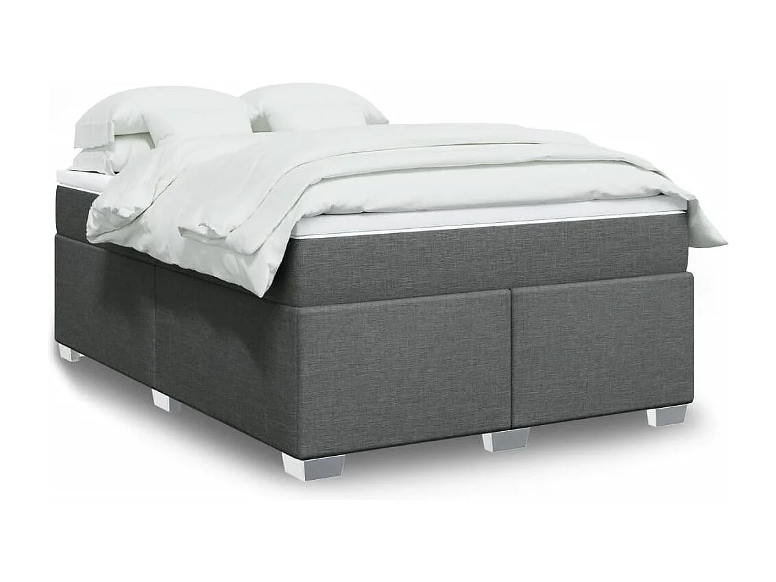 Boxspring met matras stof donkergrijs 140x190 cm