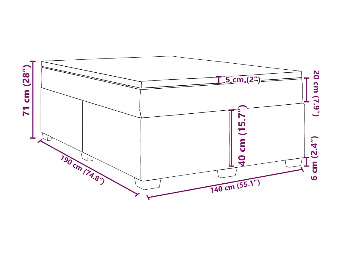 Boxspring met matras stof donkergrijs 140x190 cm