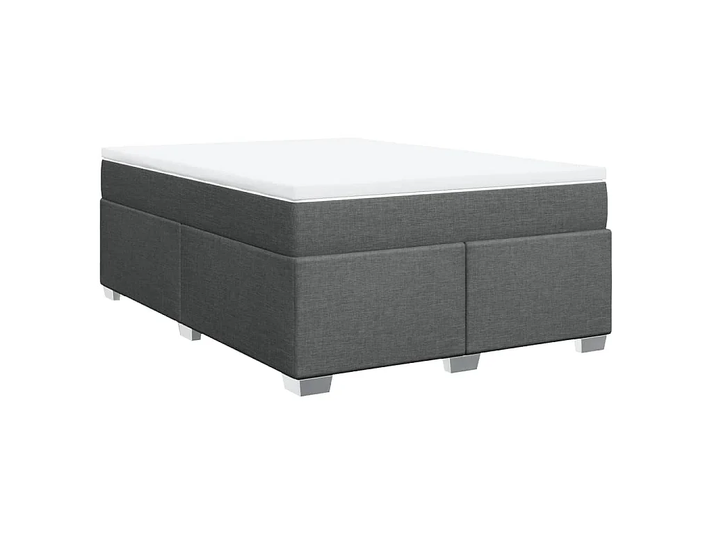 Cama box spring con colchón tela gris oscuro 140x190 cm