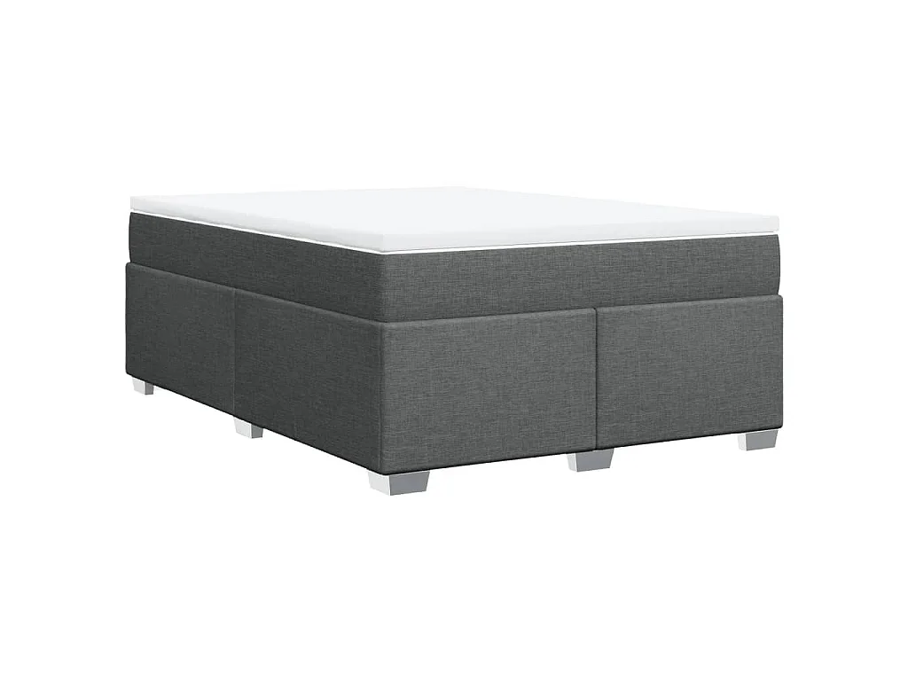 Cama box spring con colchón tela gris oscuro 140x190 cm