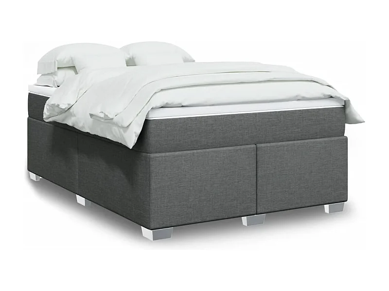 Boxspring met matras stof donkergrijs 140x190 cm