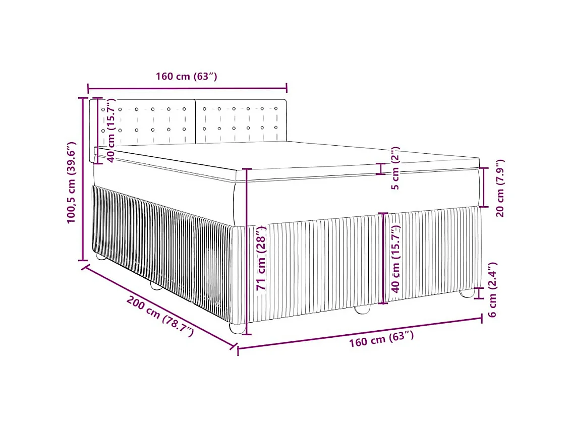 Boxspring met matras stof blauw 160x200 cm