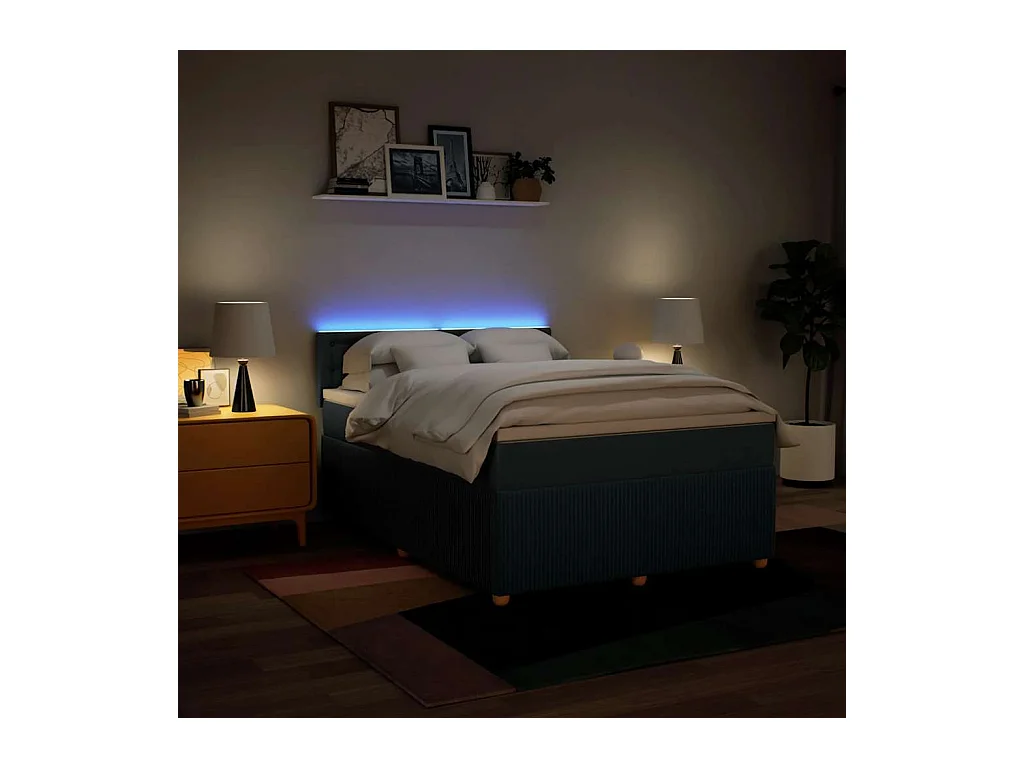 Boxspring met matras stof blauw 160x200 cm