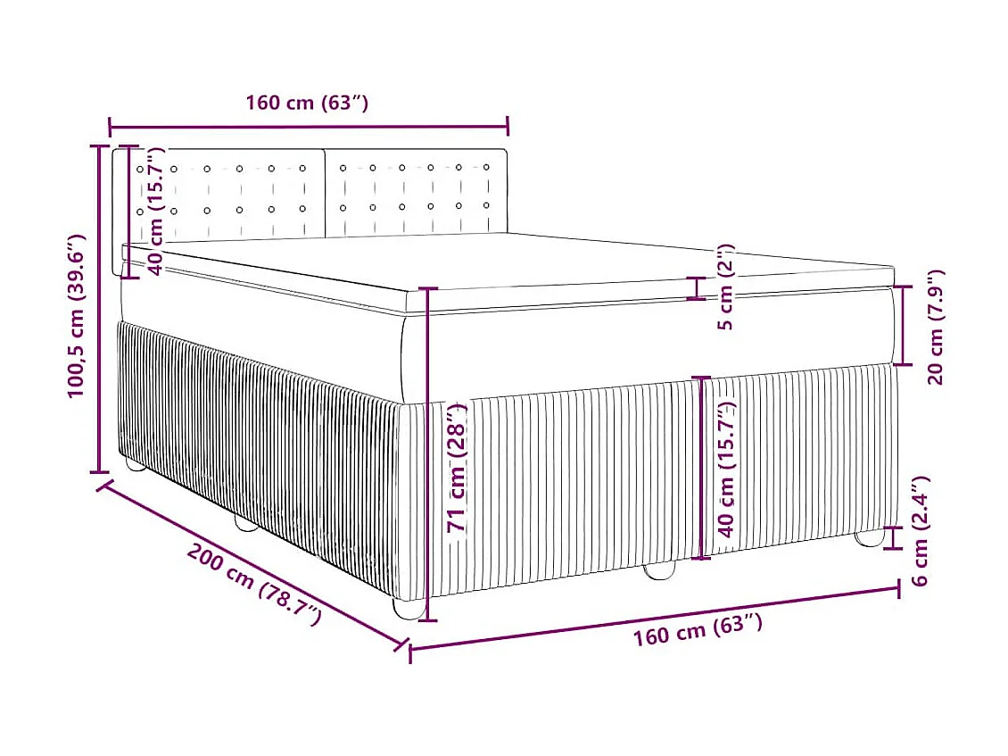 Boxspring met matras stof blauw 160x200 cm