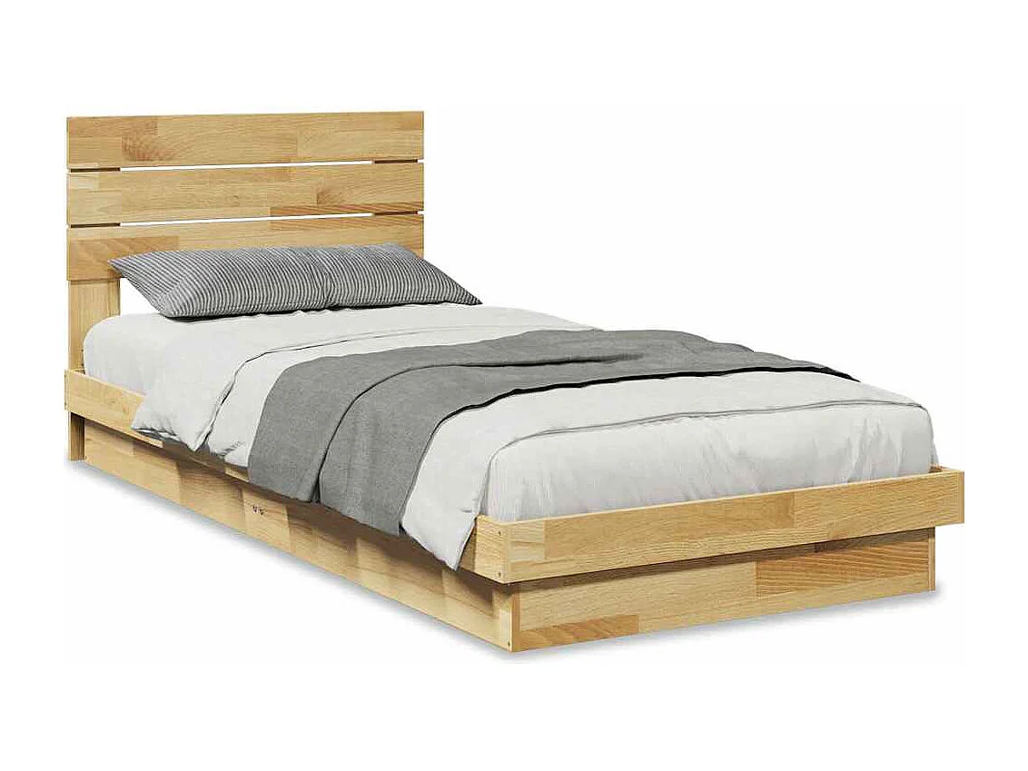 Massivholzbett mit Kopfteil ohne Matratze 100x200 cm Eichenholz