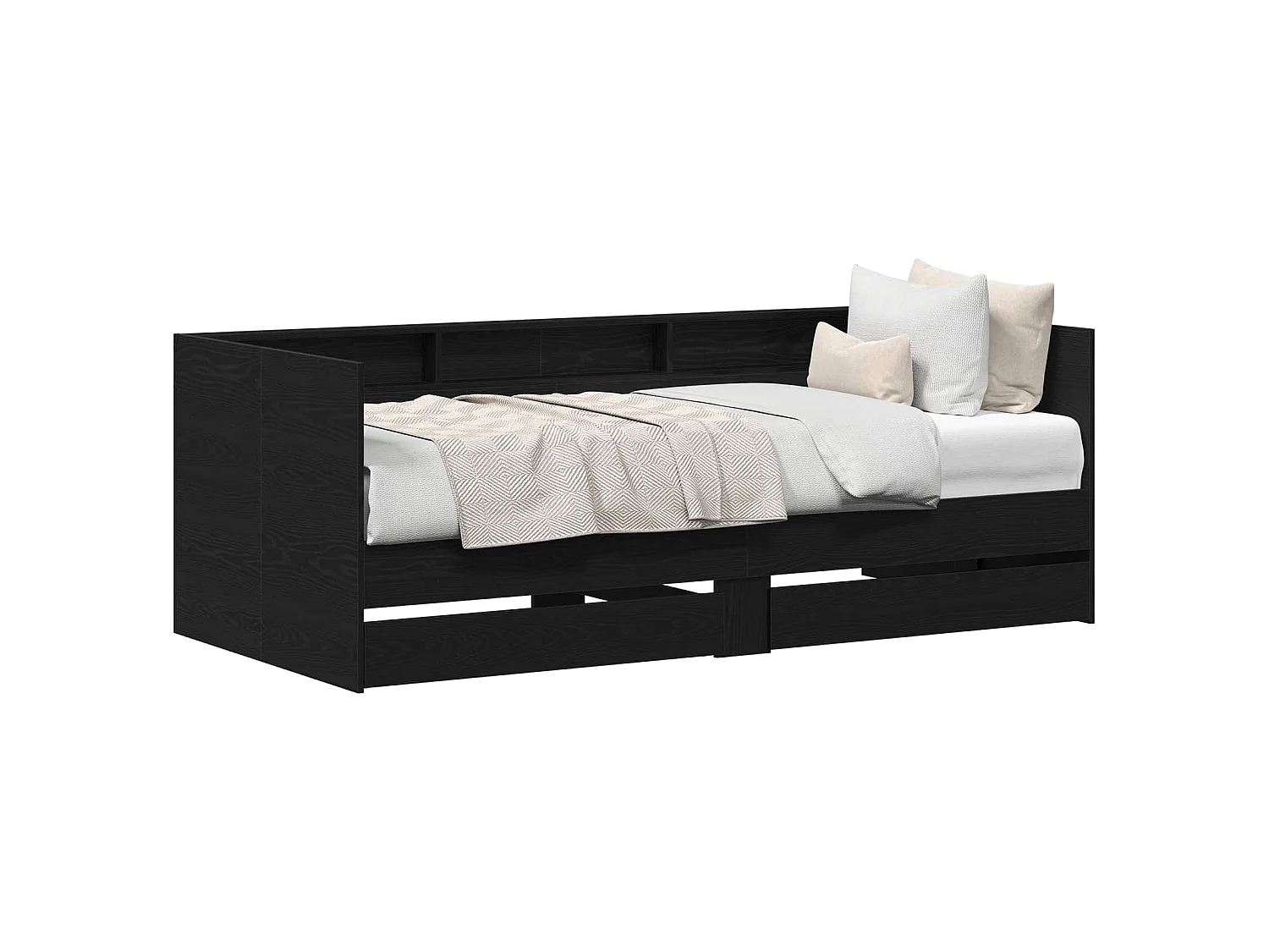 Lit d'appoint Chêne noir 90 x 200 cm Bois d'ingénierie