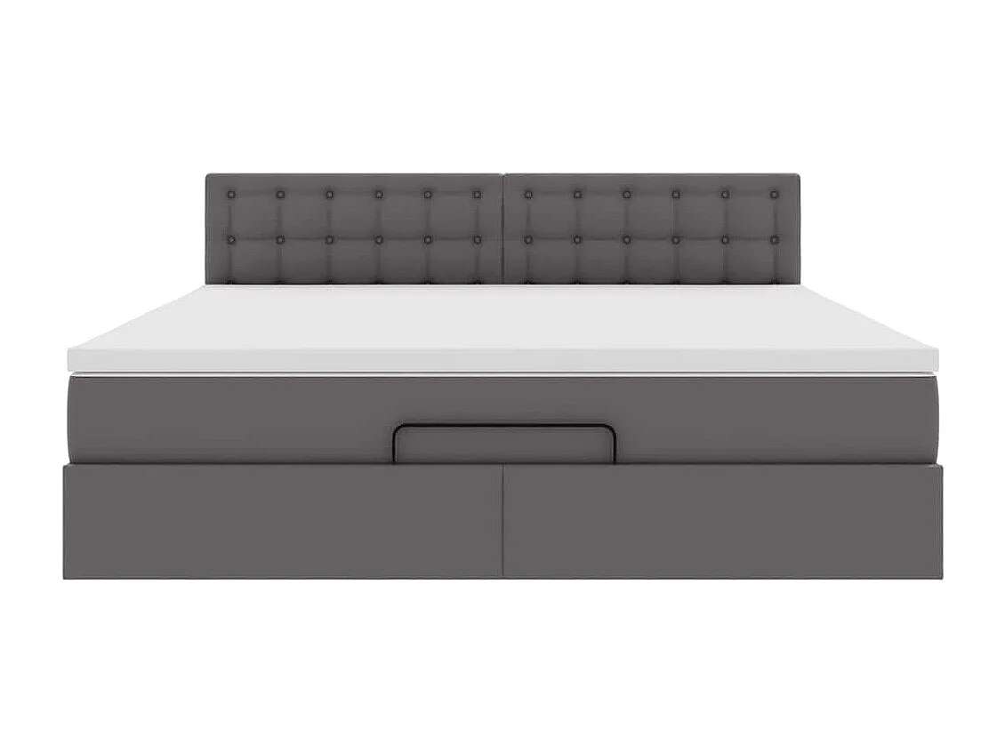 Pouf Letto con Materassi e LED Grigio 180x200cm Similpelle