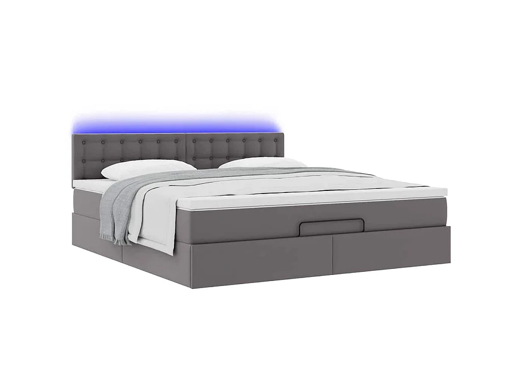 Cama otomana com colchões & LEDs 180x200 cm couro artificial