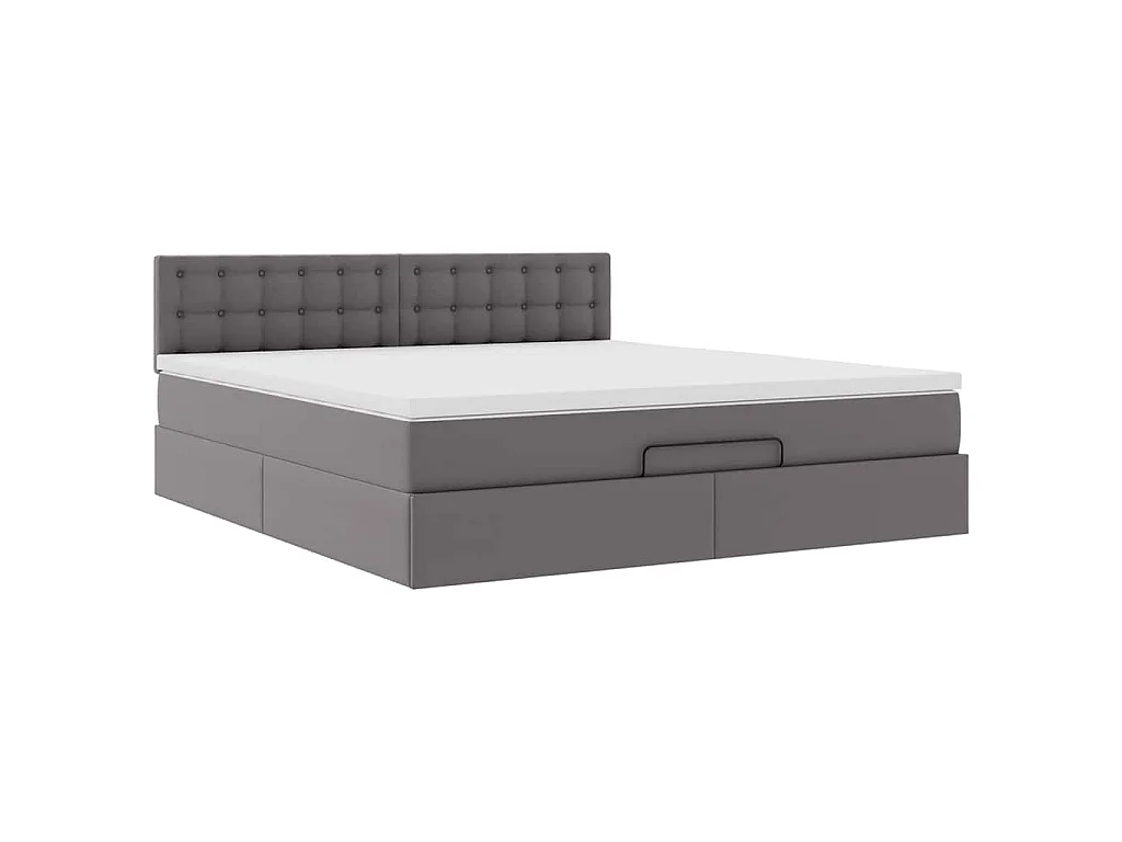 Cama otomana com colchões & LEDs 180x200 cm couro artificial