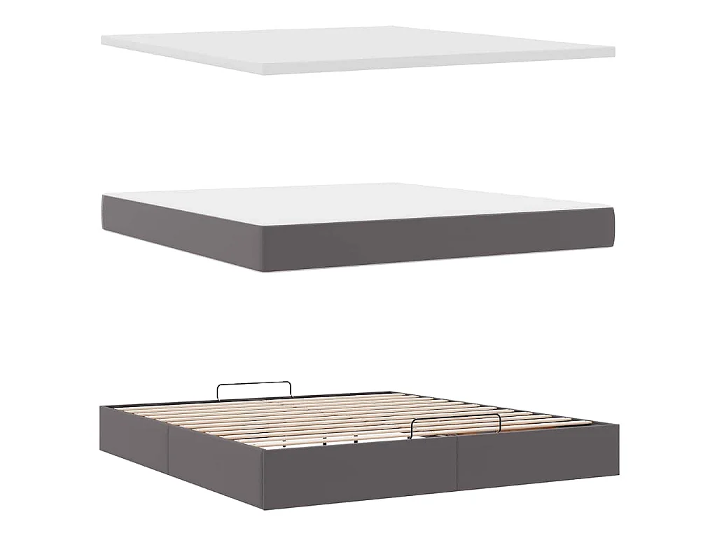 Cama otomana com colchões & LEDs 180x200 cm couro artificial