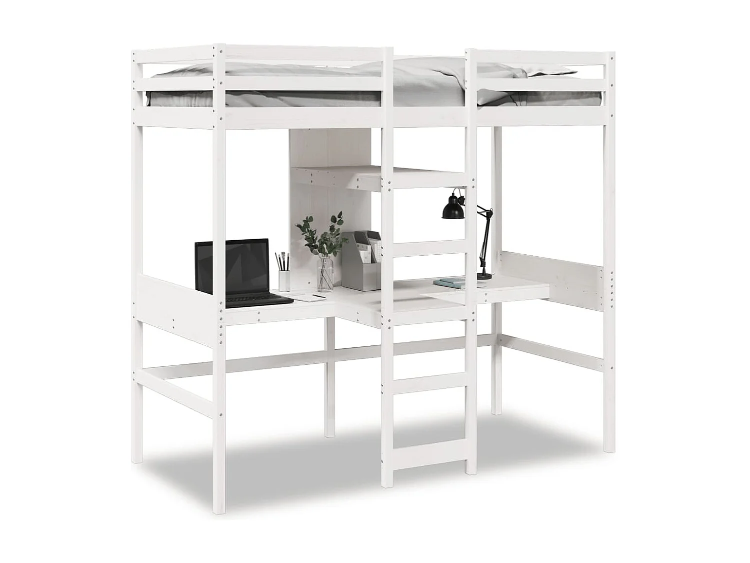Cadre de lit superposé sans matelas blanc 90x190 cm pin massif