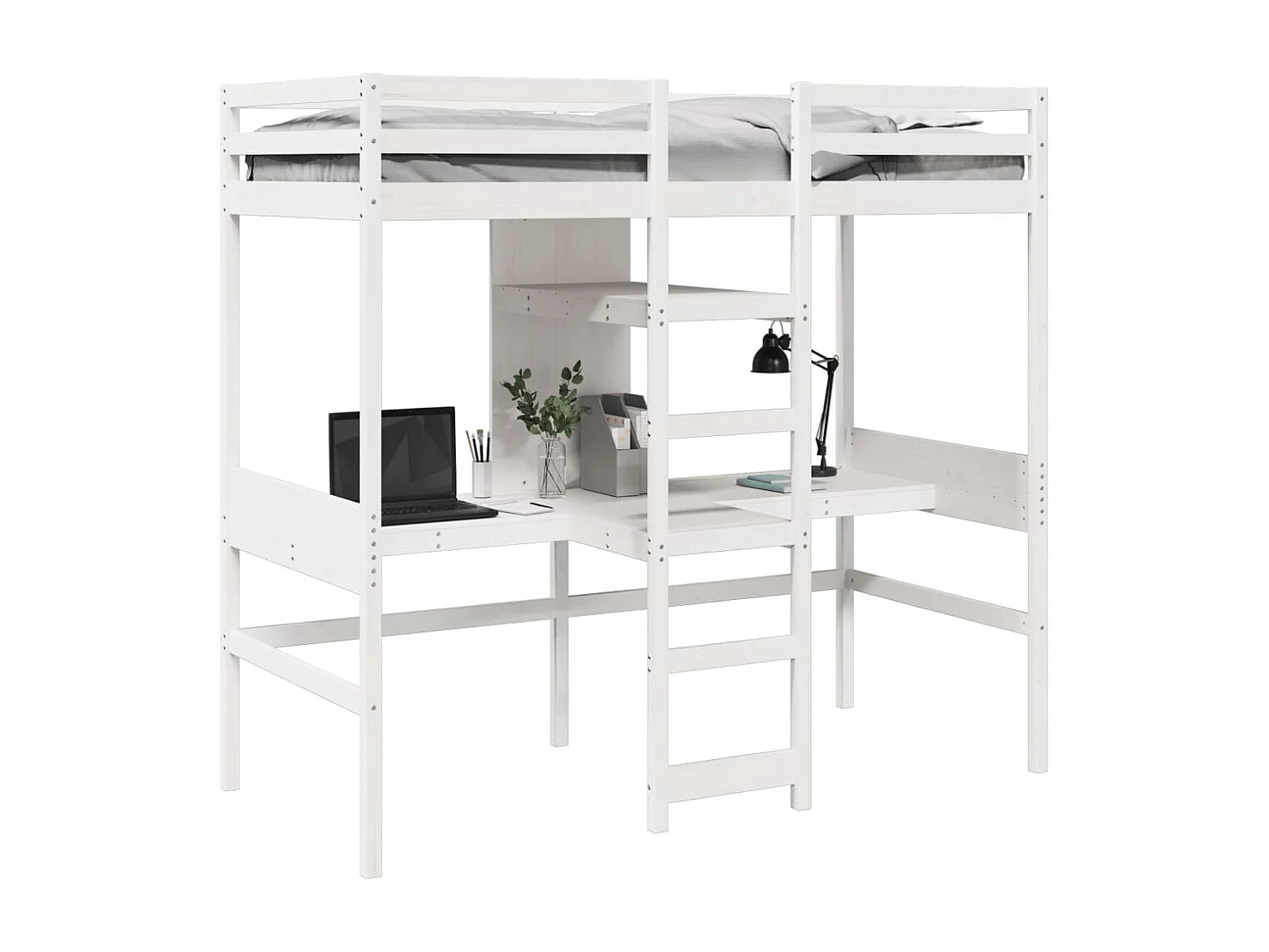 Cadre de lit superposé sans matelas blanc 90x190 cm pin massif
