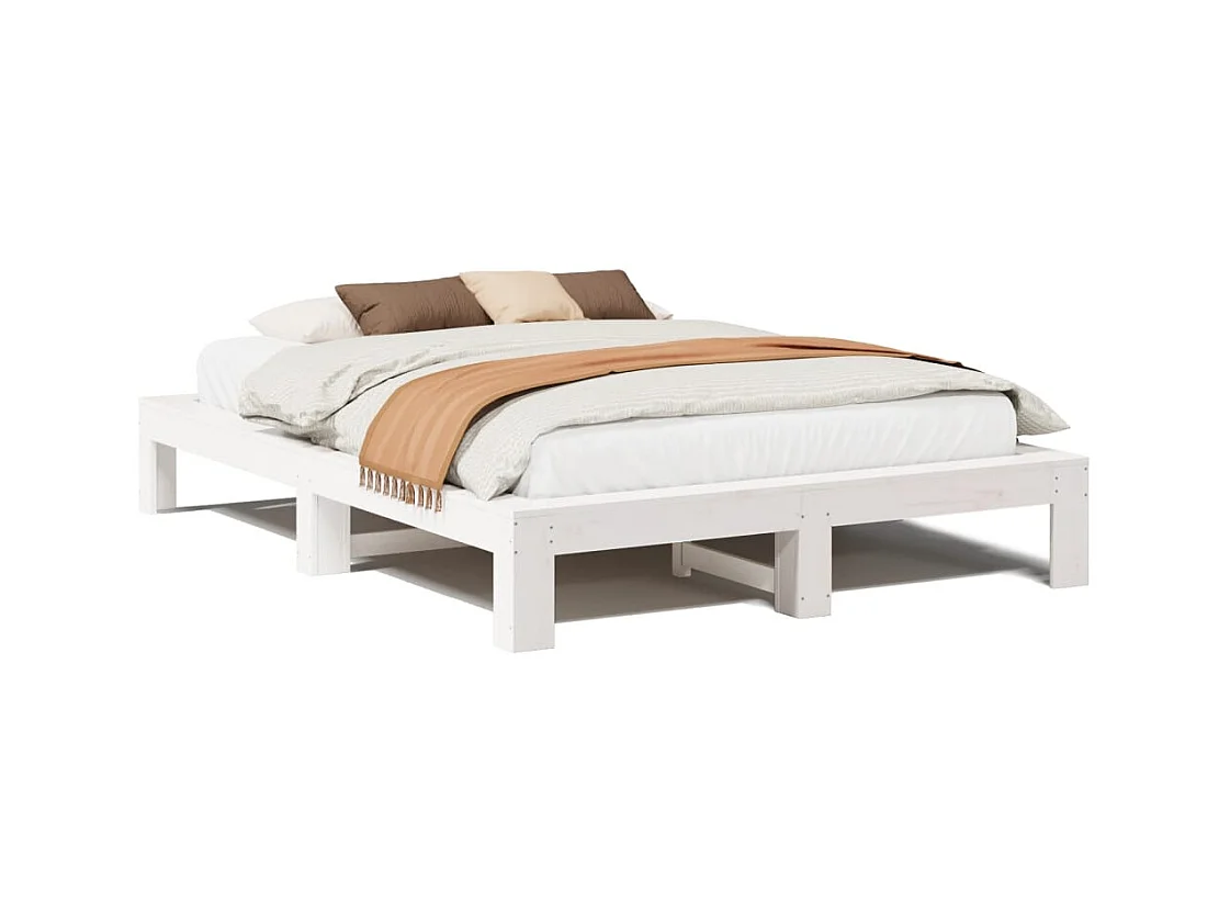 Estructura de cama sin colchón madera maciza de pino 160x200 cm