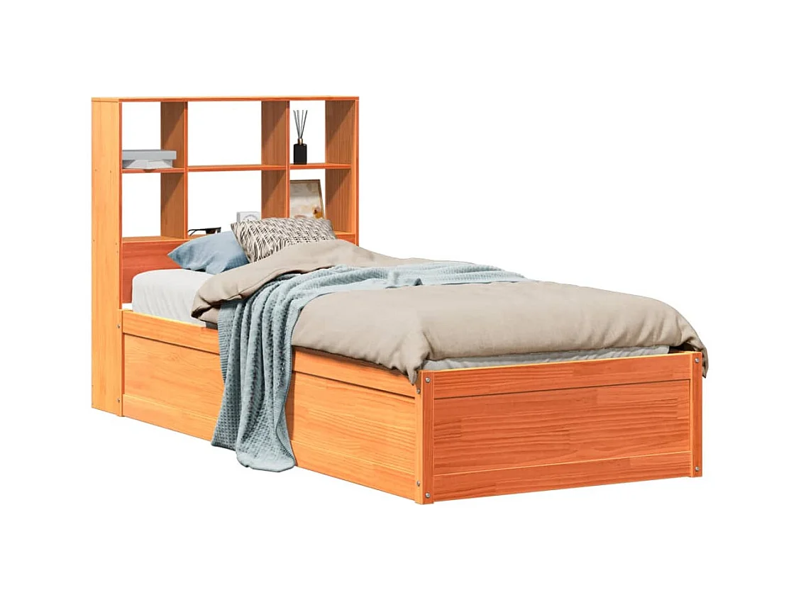 Bedframe zonder matras massief grenenhout wasbruin 100x200 cm