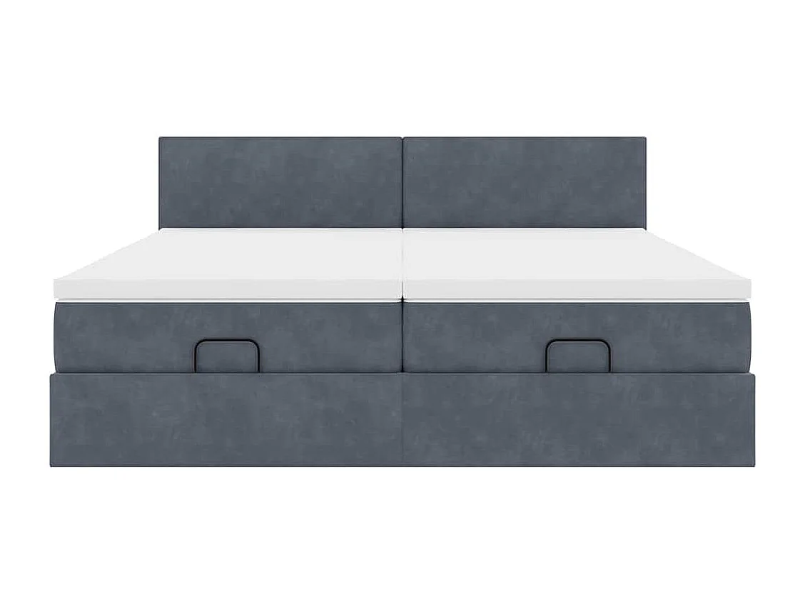 Ottoman-Bett mit Matratzen & LEDs Dunkelgrau 160x200 cm Samt