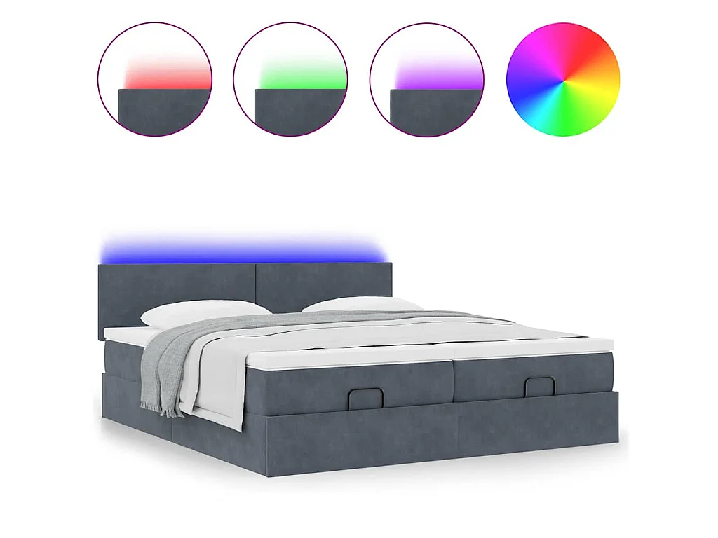 Struttura Letto Pouf con Materassi 160x200 cm in Velluto
