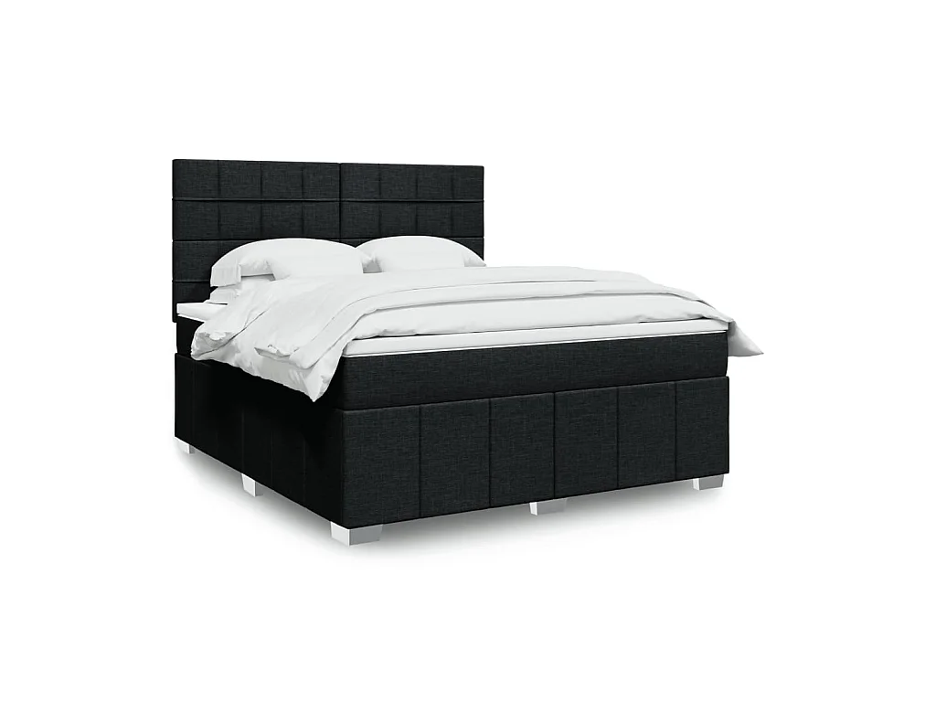 Boxspringbett mit Matratze Schwarz 180x200 cm Stoff