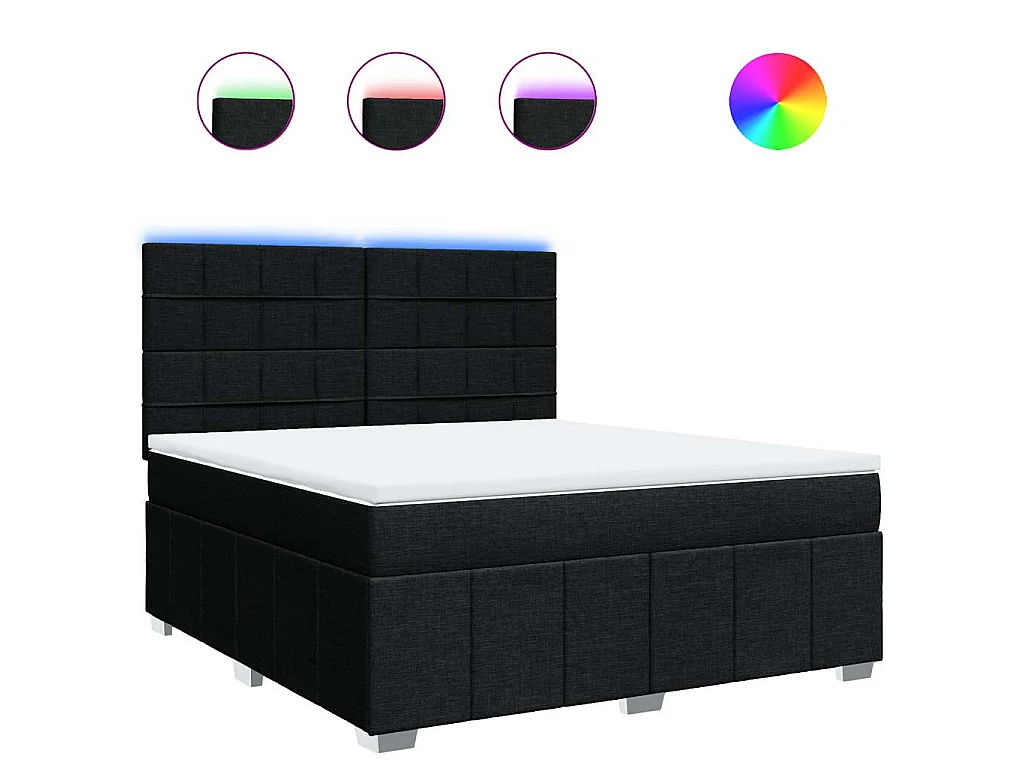 Boxspringbett mit Matratze Schwarz 180x200 cm Stoff