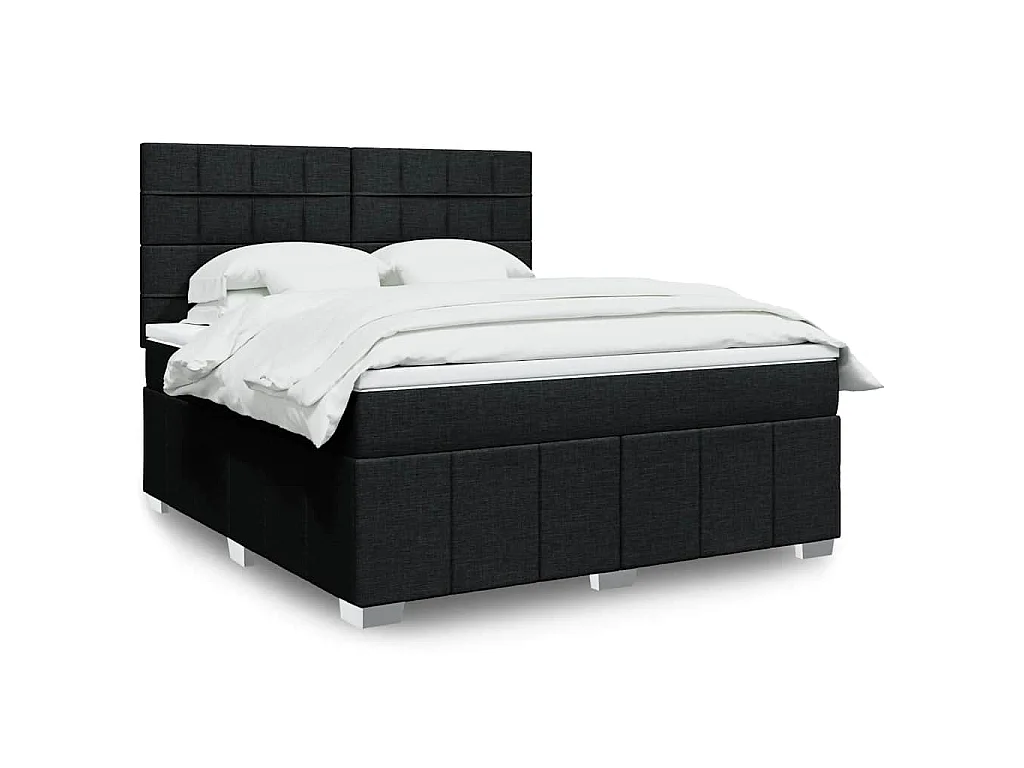 Boxspringbett mit Matratze Schwarz 180x200 cm Stoff