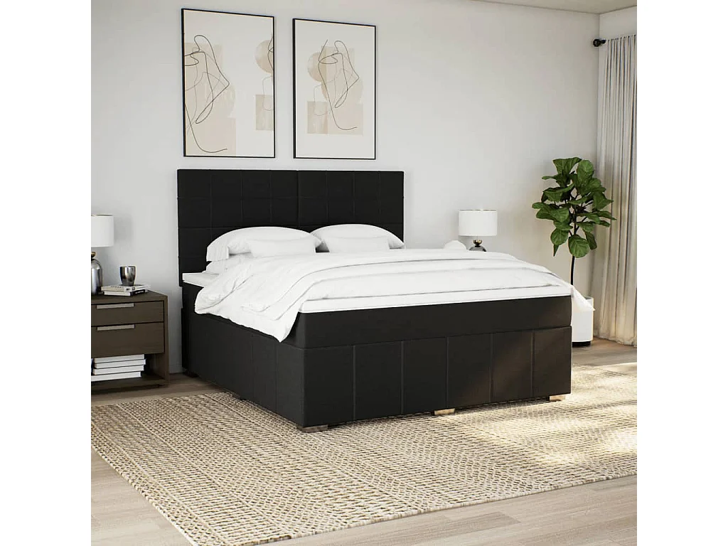Boxspringbett mit Matratze Schwarz 180x200 cm Stoff