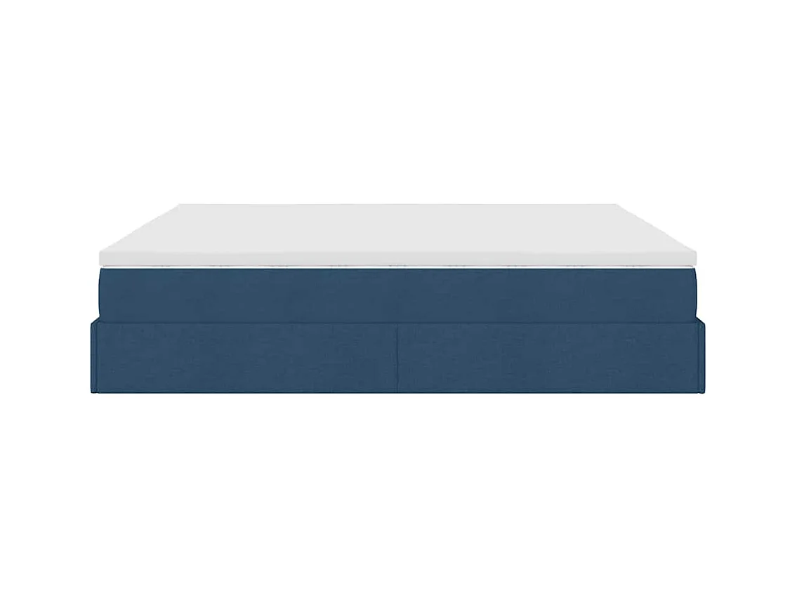 Cadre de lit ottoman avec matelas bleu 160x200 cm tissu