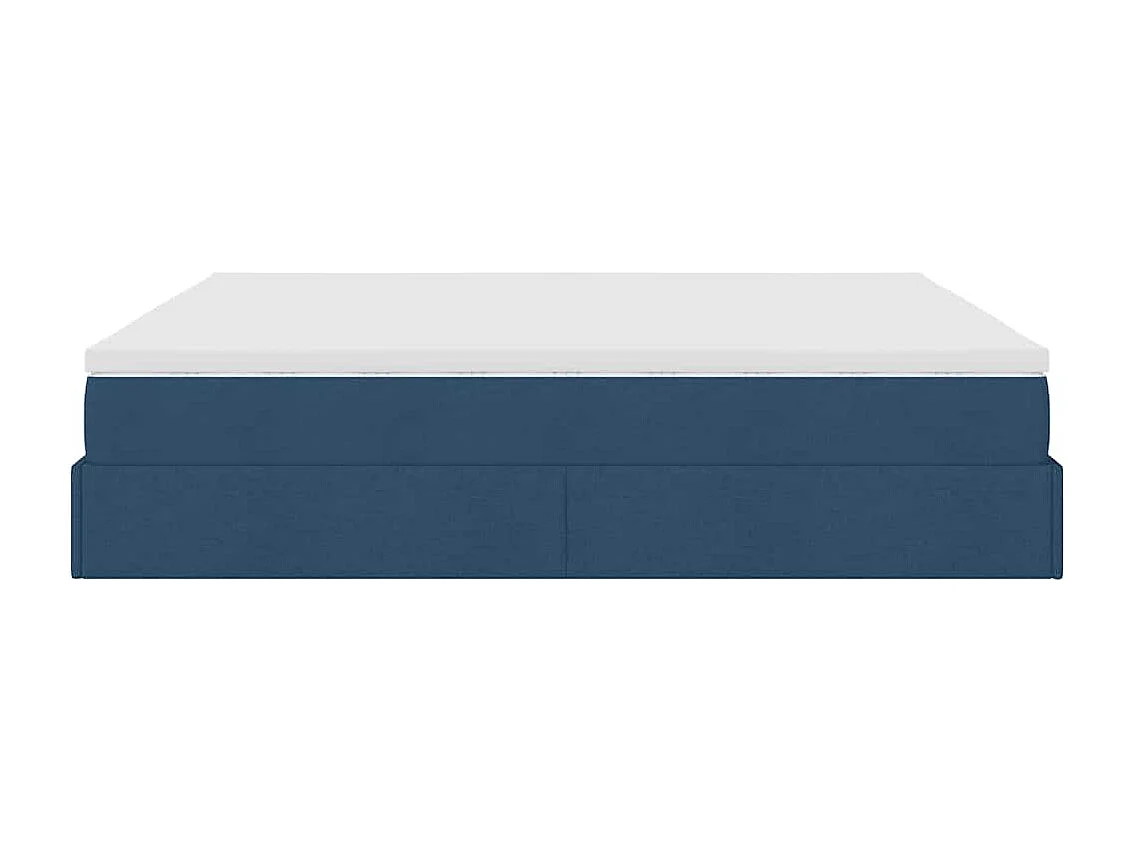 Cadre de lit ottoman avec matelas bleu 160x200 cm tissu